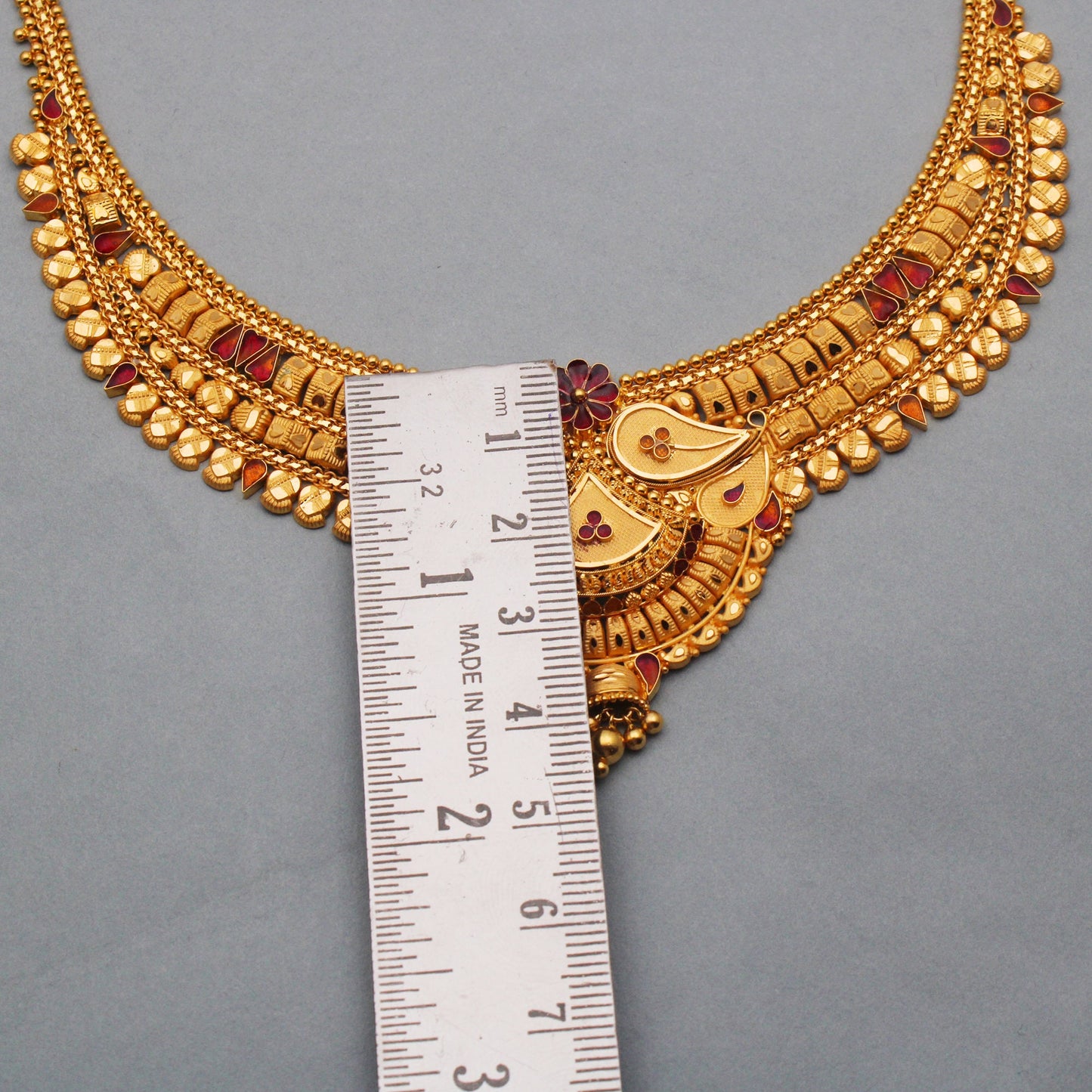 22kt Wedding Pure Gold Necklace Indian Jewelry, 22k Yellow Gold Necklace Designer Handmade Jewelry, Artisan Jewelry