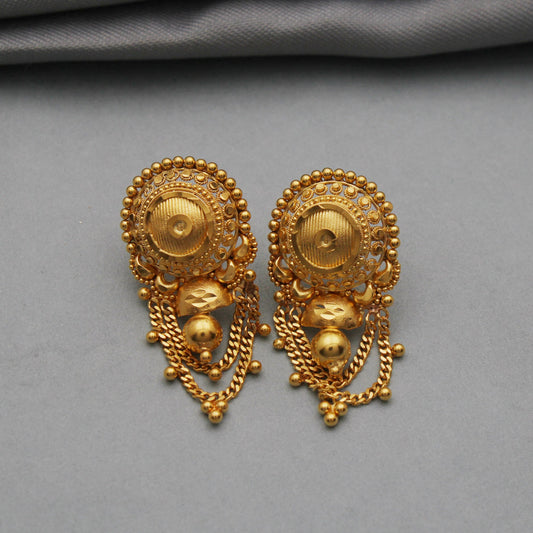 22k Yellow Gold Dangle Earrings, Handmade Yellow gold earrings for women, vintage antique design indian gold earring jewelry, earrings Gift