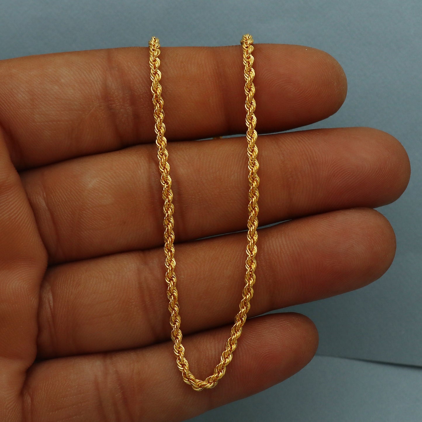 Rope Style 22k Yellow Gold Chain Necklace Gift , all sizes, 22k karat 22kt 22ct Indian Gold Handmade chain necklace Jewelry for gift,
