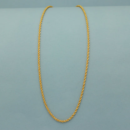 Rope Style 22k Yellow Gold Chain Necklace Gift , all sizes, 22k karat 22kt 22ct Indian Gold Handmade chain necklace Jewelry for gift,
