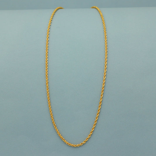 Rope Style 22k Yellow Gold Chain Necklace Gift , all sizes, 22k karat 22kt 22ct Indian Gold Handmade chain necklace Jewelry for gift,
