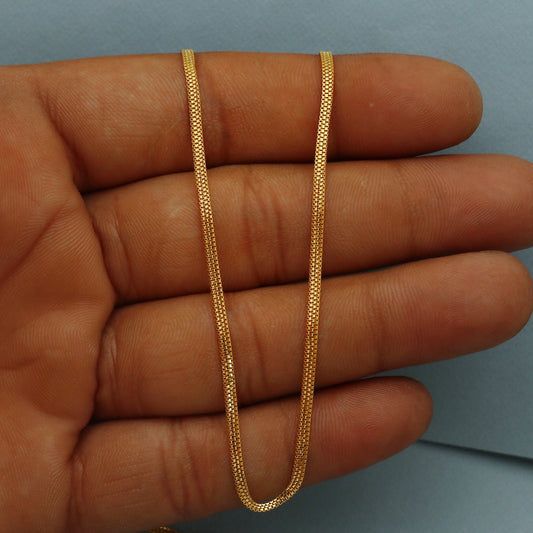 Box Style 22k Yellow Gold Chain Necklace Gift , all sizes, 22k karat 22kt 22ct Indian Gold Handmade chain necklace Jewelry for gift,