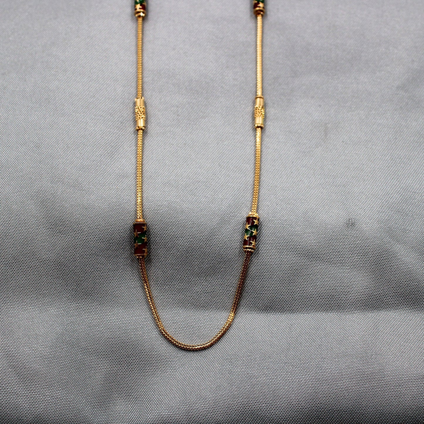 22k Yellow Gold Chain Necklace For men women Anniversary Wedding Gift , Indian Gold Handmade necklace Jewelry