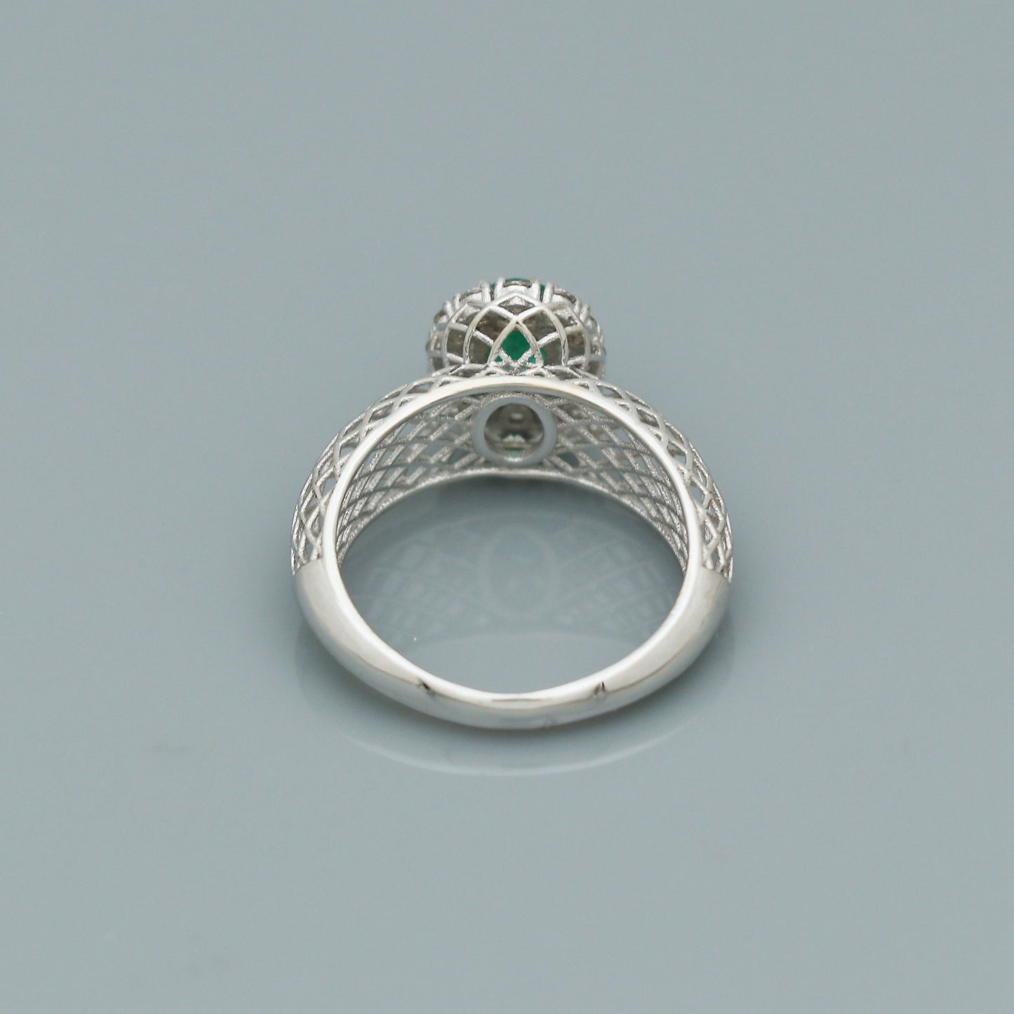 Real natural emerald diamond 14k 18k Gold white gold filigree ring handmade jewelry