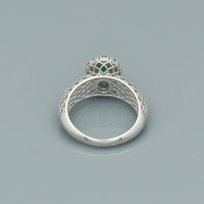 Real natural emerald diamond 14k 18k Gold white gold filigree ring handmade jewelry