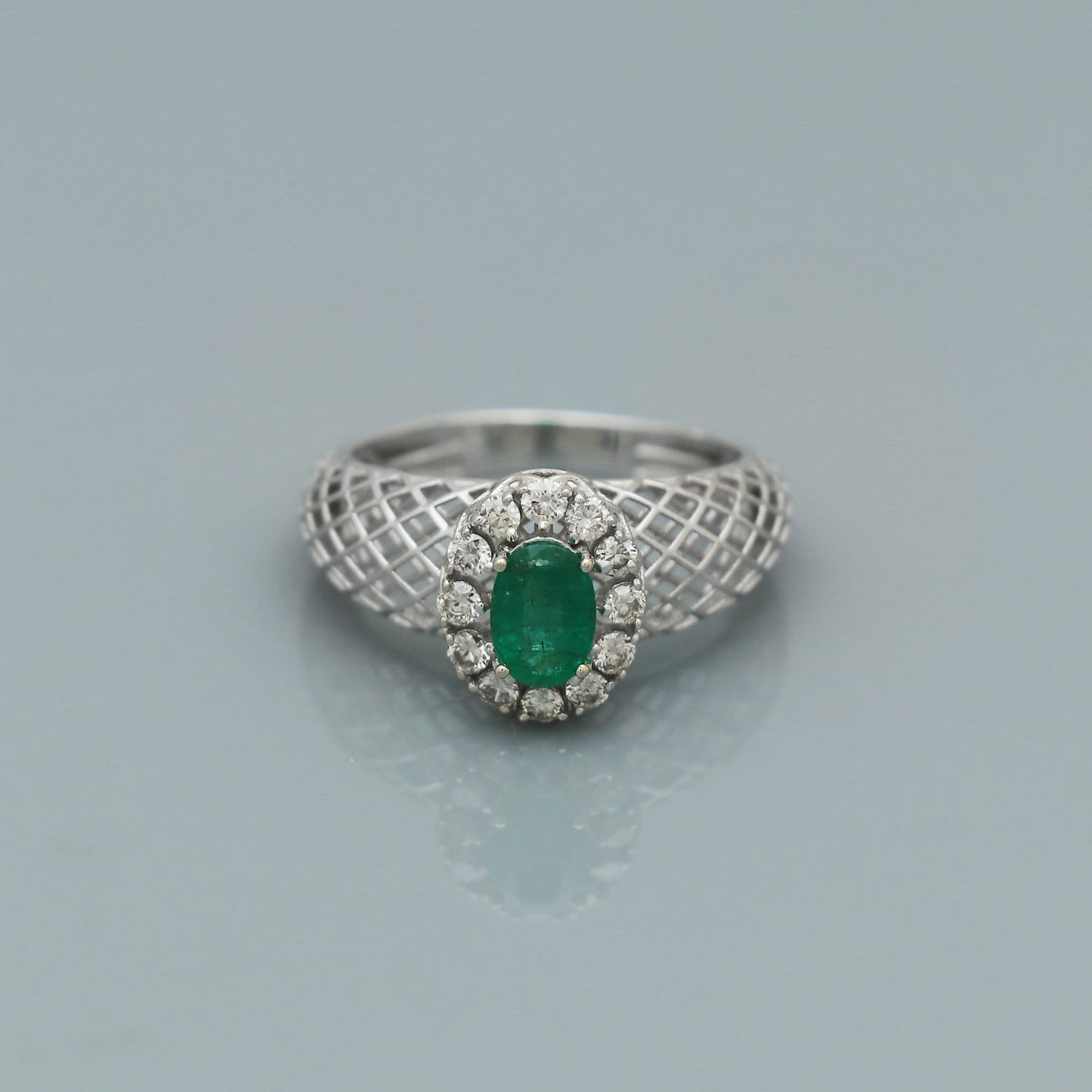 Real natural emerald diamond 14k 18k Gold white gold filigree ring handmade jewelry