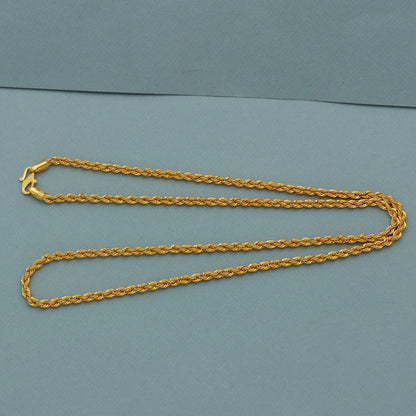 Rope Style 22k Yellow Gold Chain Necklace Gift , all sizes, 22k karat 22kt 22ct Indian Gold Handmade chain necklace Jewelry for gift,