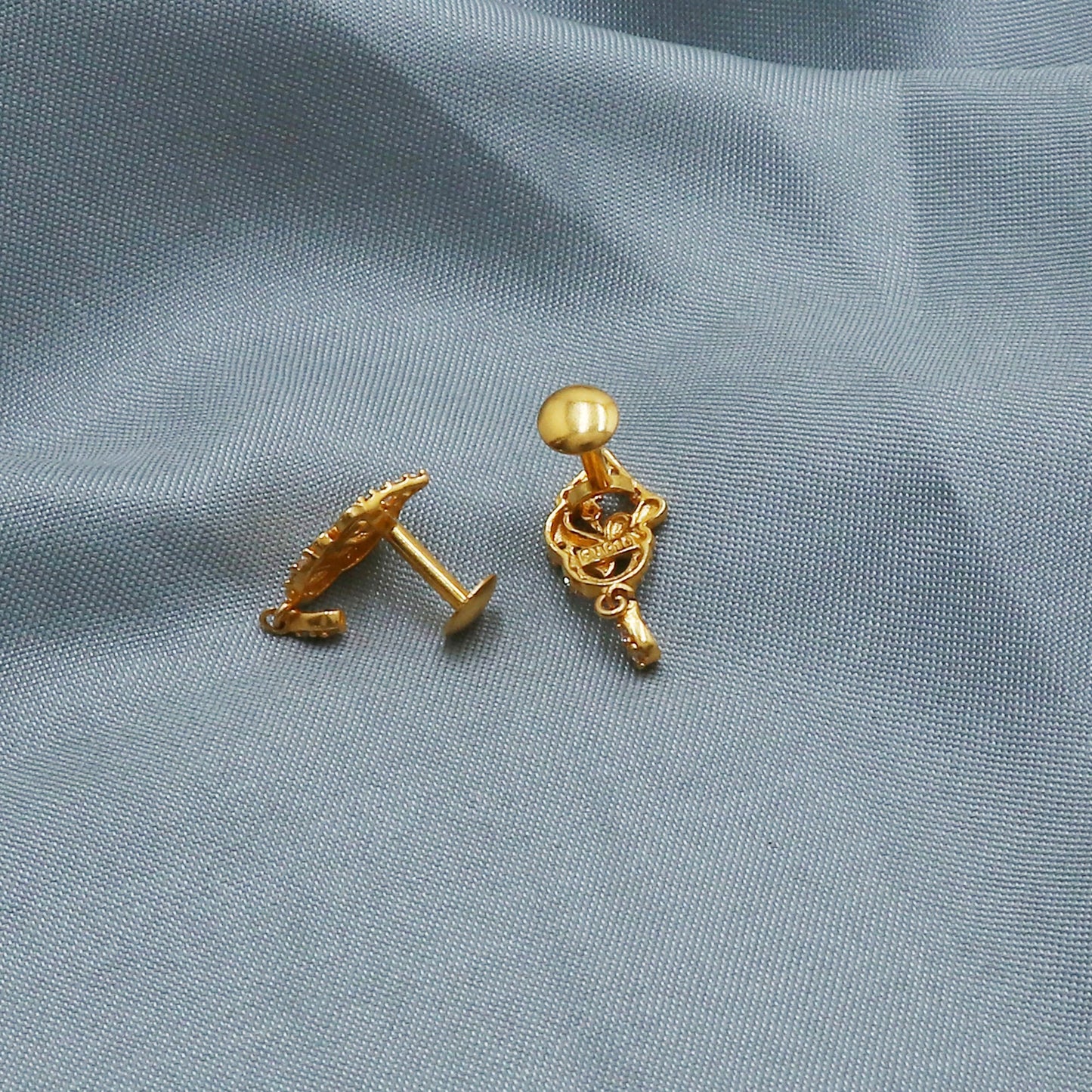 stones 916 22k Yellow Gold Stud dangle Earrings Jewelry Small Studs Dangle Earrings Jewelry Handmade