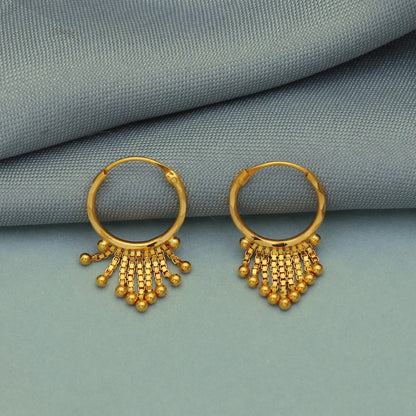 Very Small Pure 20k Yellow Gold Hoop Bali Earrings , Handmade Yellow gold earrings for women, mother Day gift, dainty indian gold earrings