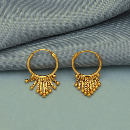 Very Small Pure 20k Yellow Gold Hoop Bali Earrings , Handmade Yellow gold earrings for women, mother Day gift, dainty indian gold earrings