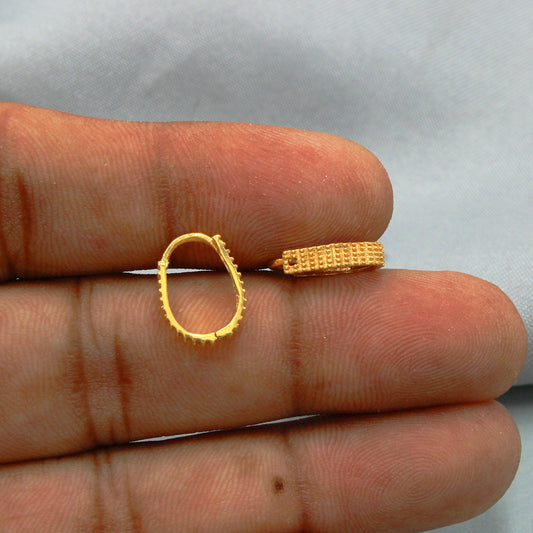 Pure 20k Yellow Gold Hoop Bali Earrings , Handmade Yellow gold chain earrings for women, mother Day gift, dainty indian gold earrings gift