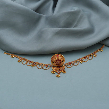 22k Gold Head gear Jewelry matha Patti Indian style wedding traditional borla jewelry