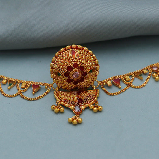 22k Gold Head gear Jewelry matha Patti Indian style wedding traditional borla jewelry