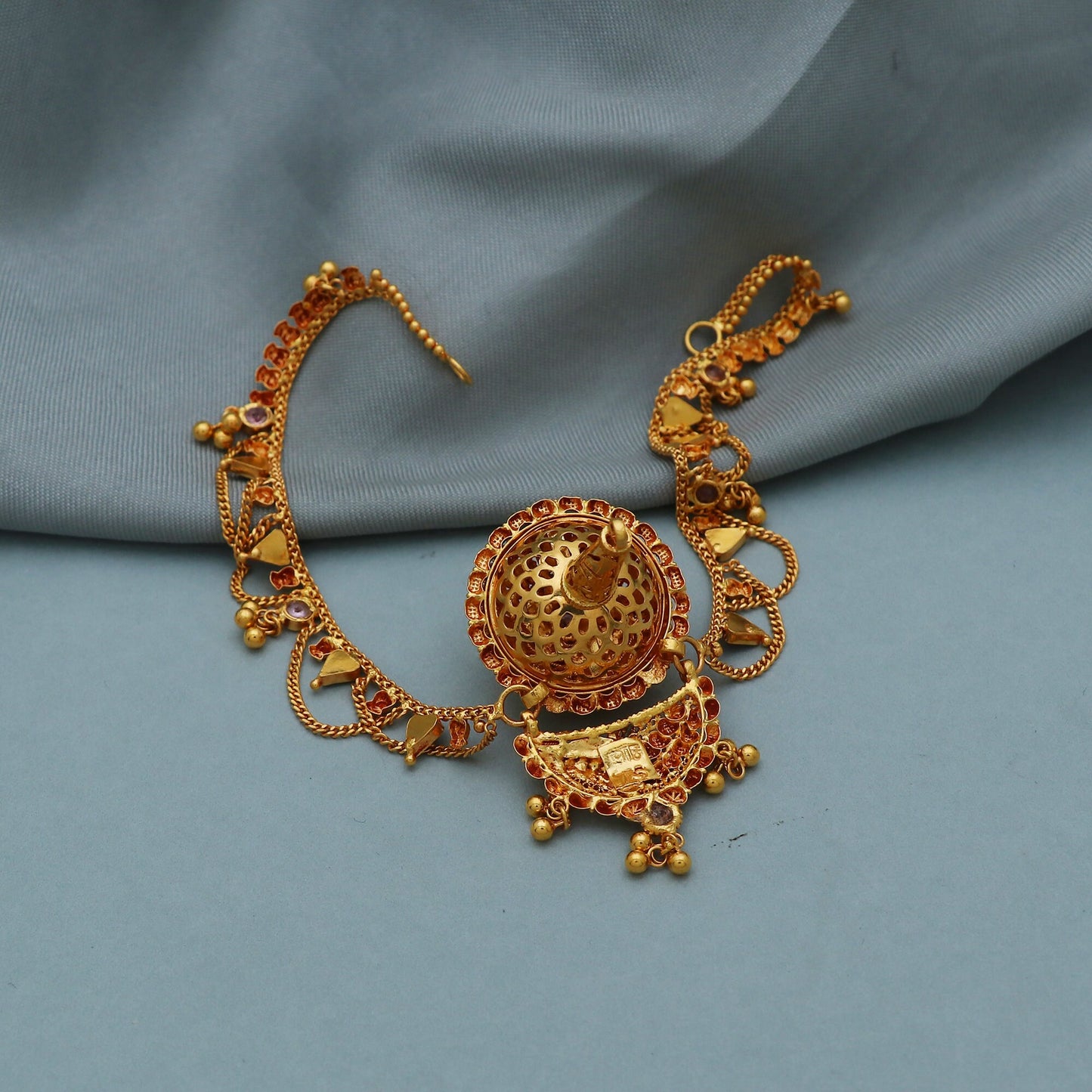22k Gold Head gear Jewelry matha Patti Indian style wedding traditional borla jewelry