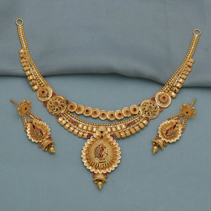 22k Yellow Gold Earrings Necklace set Gift , all sizes, 22k karat 22kt 22ct Indian Gold Handmade wedding necklace indian Jewelry for gift,