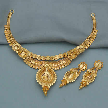 22k Yellow Gold Earrings Necklace set Gift , all sizes, 22k karat 22kt 22ct Indian Gold Handmade wedding necklace indian Jewelry for gift,