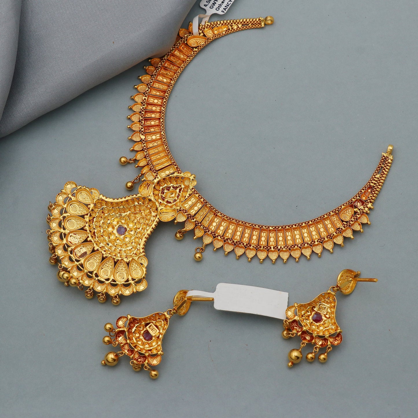 pure 22k gold necklace earrings set