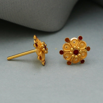 solid 22k gold stud earrings, K2153