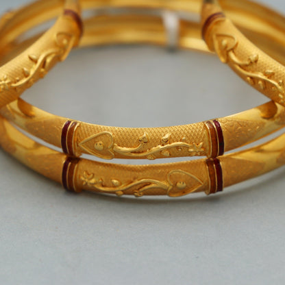 Pure 22k Gold Bangles Indian Handmade vintage design , Traditional Rajasthan India , Bangle Bracelet pair Wedding Jewelry