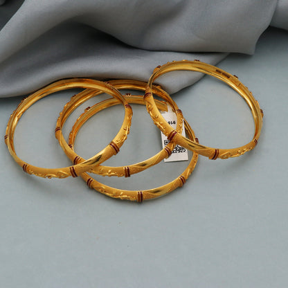 Pure 22k Gold Bangles Indian Handmade vintage design , Traditional Rajasthan India , Bangle Bracelet pair Wedding Jewelry