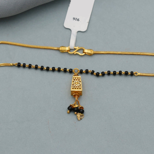 22k Yellow Gold Mangalsutra Necklace: Handmade Indian Jewelry