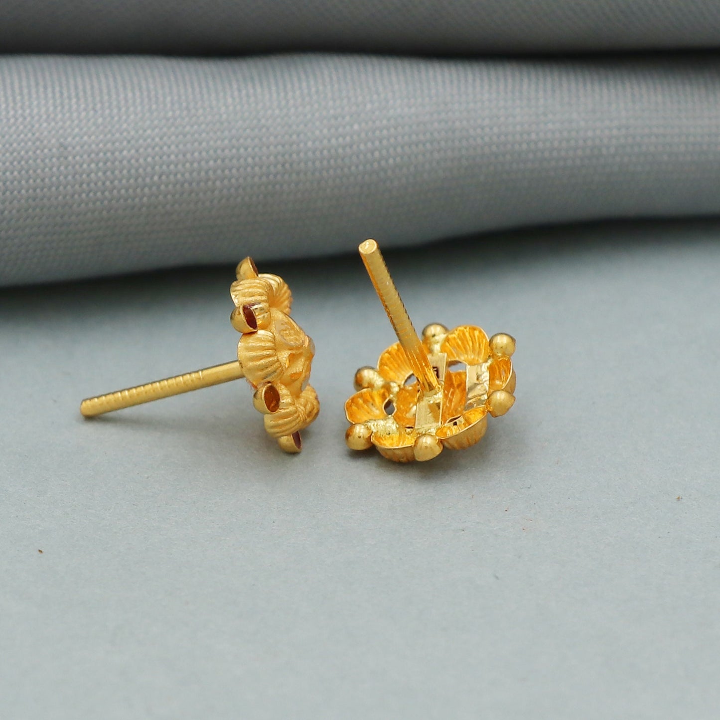 22k yellow gold earrings gift studs indian handmade jewelry for women