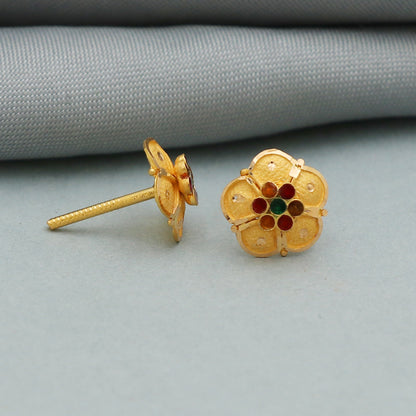 Pure 22K Gold Stud Earrings Handmade Indian Gold Jewellery
