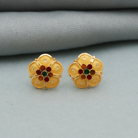 Pure 22K Gold Stud Earrings Handmade Indian Gold Jewellery