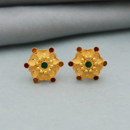 flower 22k gold earrings studs jewelrs,