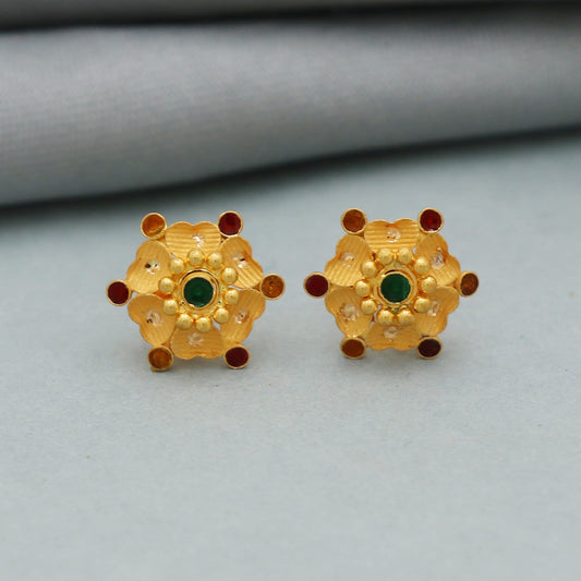flower 22k gold earrings studs jewelrs,