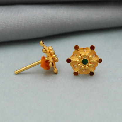 flower 22k gold earrings studs jewelrs,