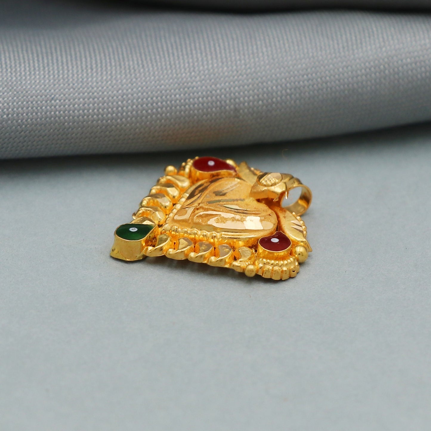 22k yellow gold pendant necklace indian traditional handmade jewelry, K3963