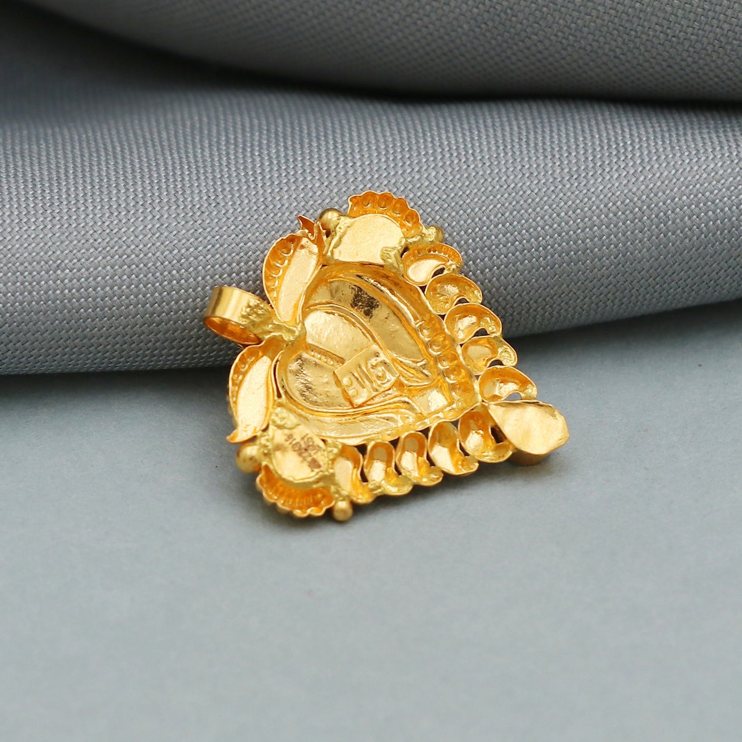 22k yellow gold pendant necklace indian traditional handmade jewelry, K3963
