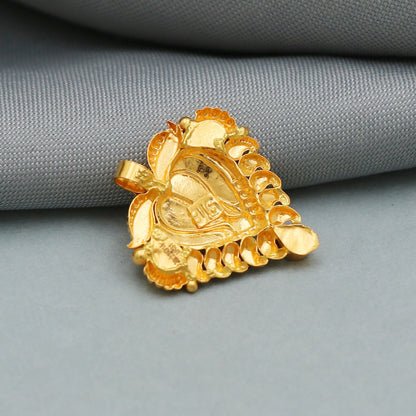 22k yellow gold pendant necklace indian traditional handmade jewelry, K3963