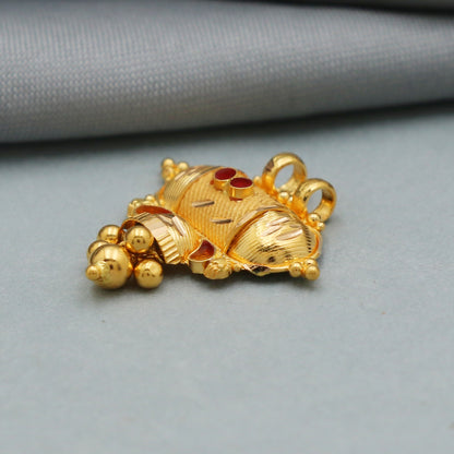 indian style 22k yellow gold pendant necklace Indian traditional handmade jewelry, K3969
