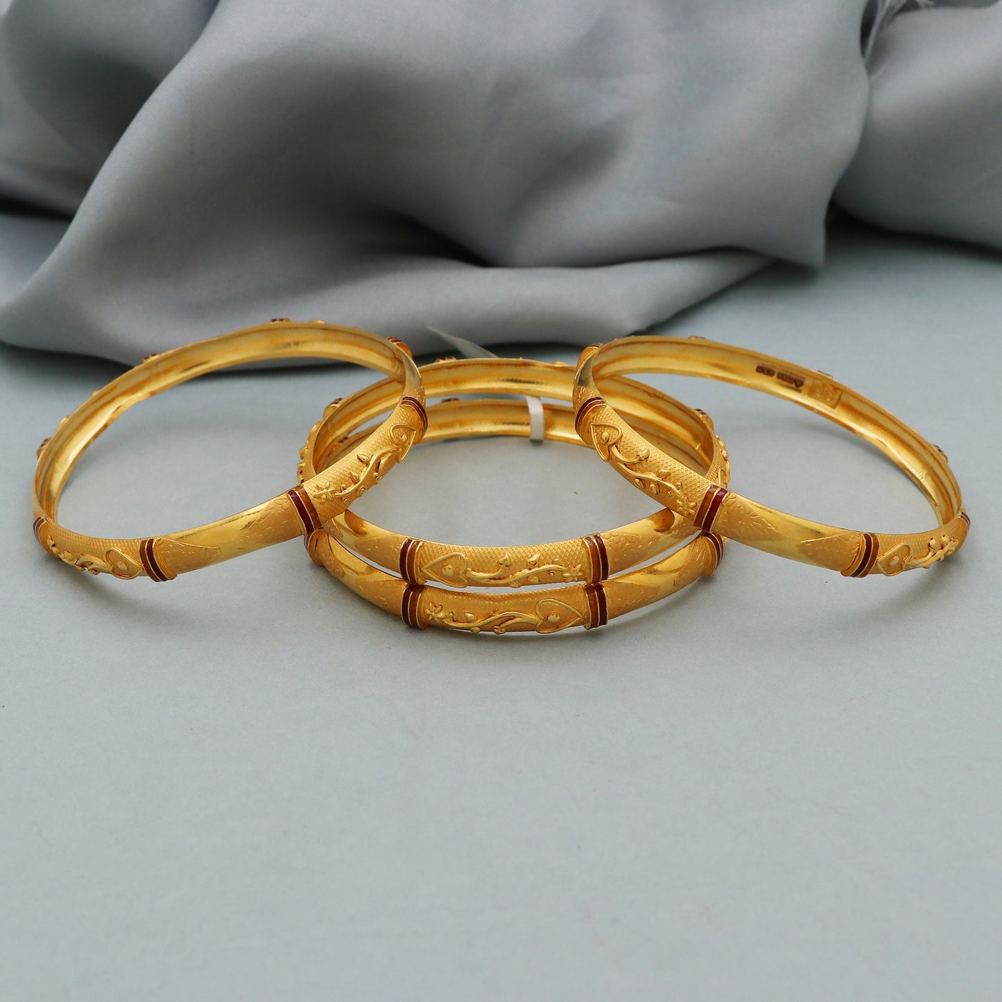Pure 22k Gold Bangles Indian Handmade vintage design , Traditional Rajasthan India , Bangle Bracelet pair Wedding Jewelry