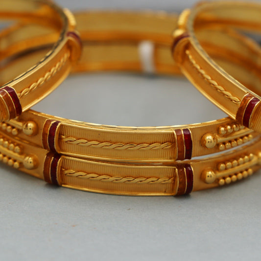 22k Gold Bangles: Handmade Indian Vintage Design Wedding Jewelry