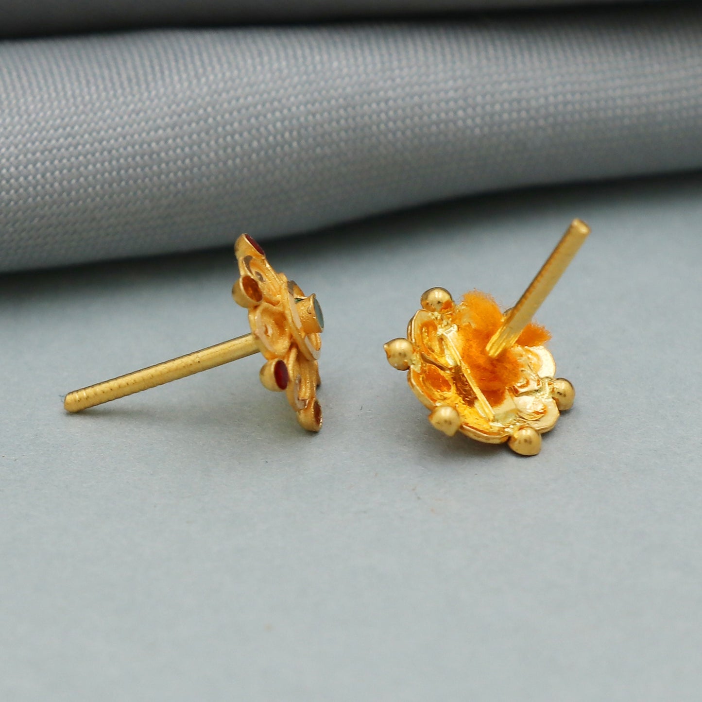 22k gold earrings studs, small tops 22kt gold jewelry