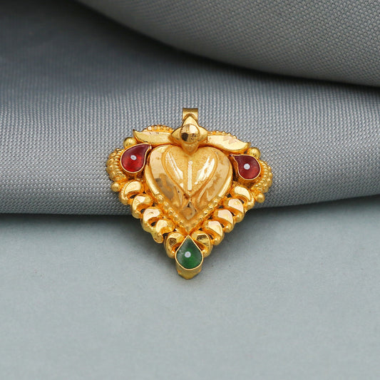 22k yellow gold pendant necklace indian traditional handmade jewelry, K3963
