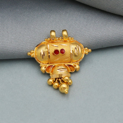 indian style 22k yellow gold pendant necklace Indian traditional handmade jewelry, K3969