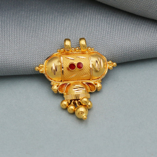 indian style 22k yellow gold pendant necklace Indian traditional handmade jewelry, K3969
