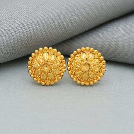 22k 22kt gold studs earrings jewelry for gift, gold round screw back minimalist earring