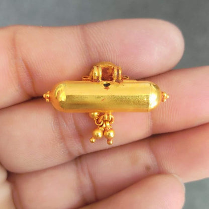 Vintage antique design handmade 22 karat yellow gold amulet pendant with fabulous hanging bells excellent women's girl's jewelry from india