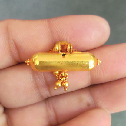 Vintage antique design handmade 22 karat yellow gold amulet pendant with fabulous hanging bells excellent women's girl's jewelry from india
