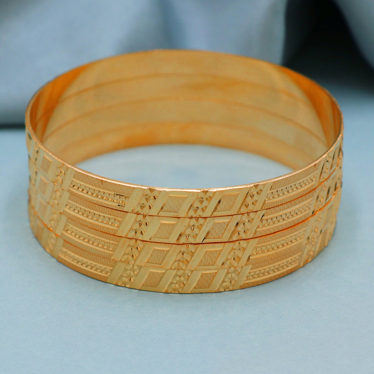 Pure 22k Gold Bangles Indian Handmade light weight, Traditional Rajasthan India , Bangle Bracelet pair Wedding Jewelry