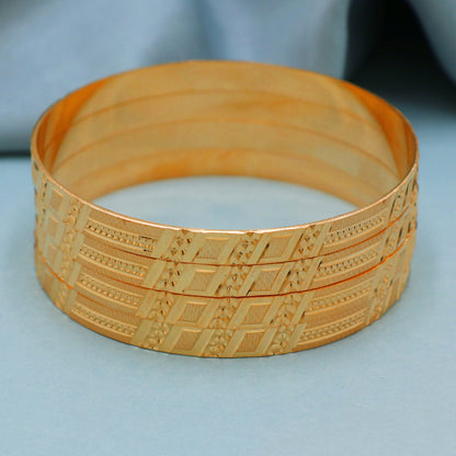 Pure 22k Gold Bangles Indian Handmade light weight, Traditional Rajasthan India , Bangle Bracelet pair Wedding Jewelry