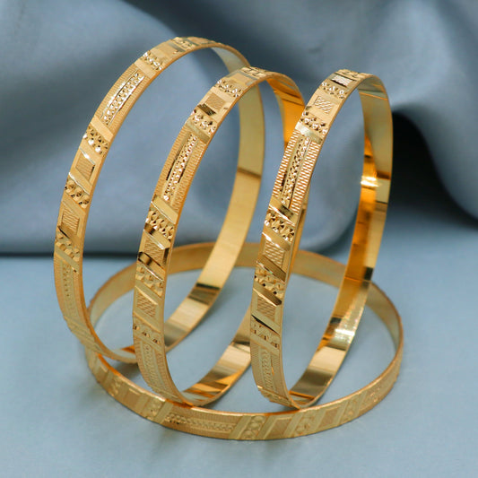Pure 22k Gold Bangles Indian Handmade light weight, Traditional Rajasthan India , Bangle Bracelet pair Wedding Jewelry