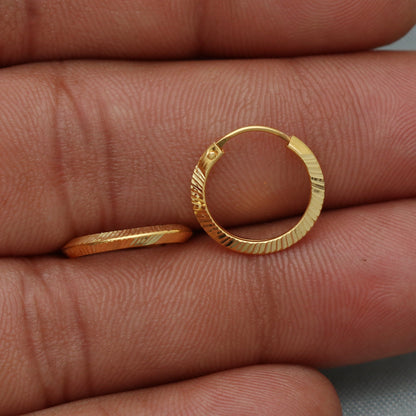 20k Yellow Gold Hoop earrings Bali Earrings, Huggies , Handmade gold cartilage earrings for women, Christmas gift, Indian gold earrings