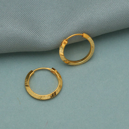 20k Yellow Gold Hoop earrings Bali Earrings, Huggies , Handmade gold cartilage earrings for women, Christmas gift, Indian gold earrings