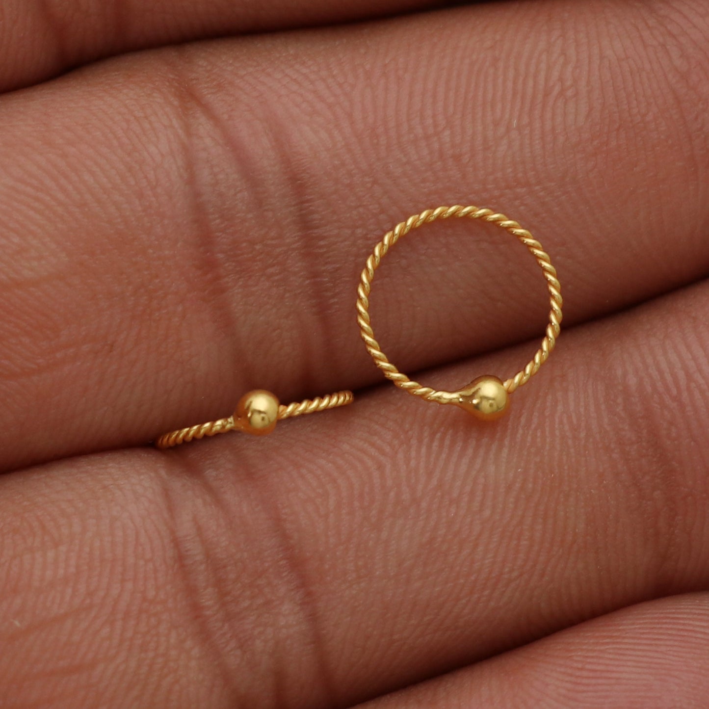 20k Yellow Gold Hoop cartilage earrings Bali Earrings, Huggies , Handmade gold  earrings for women, Christmas gift, Indian gold earrings